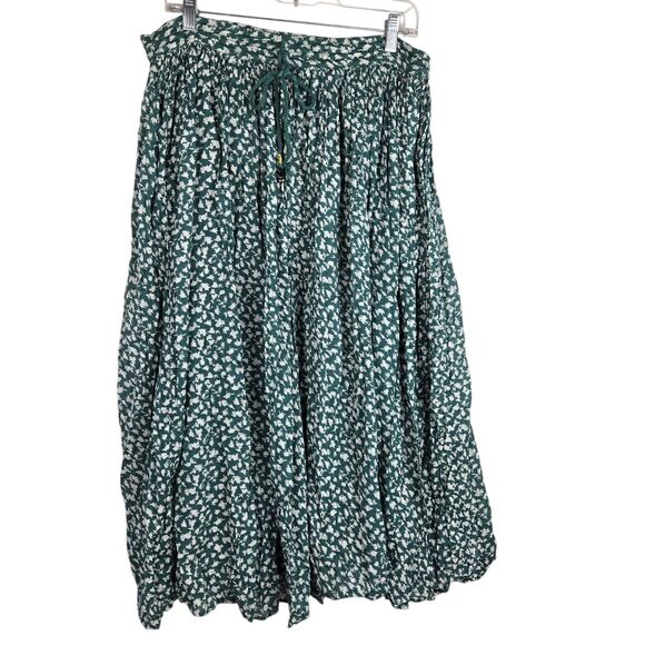 Short Circuit Skirt Free Size Broomstick Green White Leaf Leaves Pattern Long - Picture 1 of 7